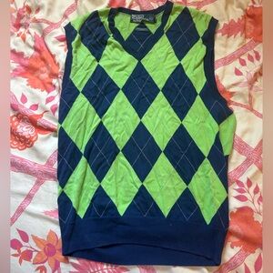 Ralph Lauren Men’s Argyle Sweater Vest - Navy and Lime